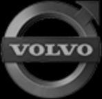 značka Volvo černobílá